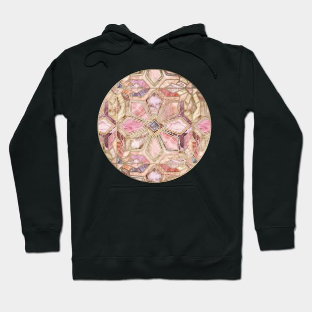 Geometric Gilded Stone Tiles in Blush Pink, Peach and Coral Hoodie by micklyn